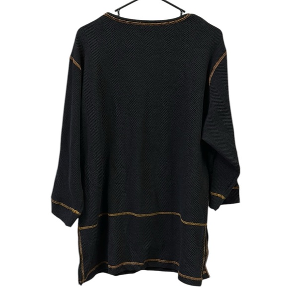 Michael Carrie Black and Tan Jersey 3 Quarter Sleeve Tunic Top Womens XL - Picture 4 of 9